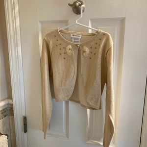 Gold long sleeve cropped sweater/cardigan